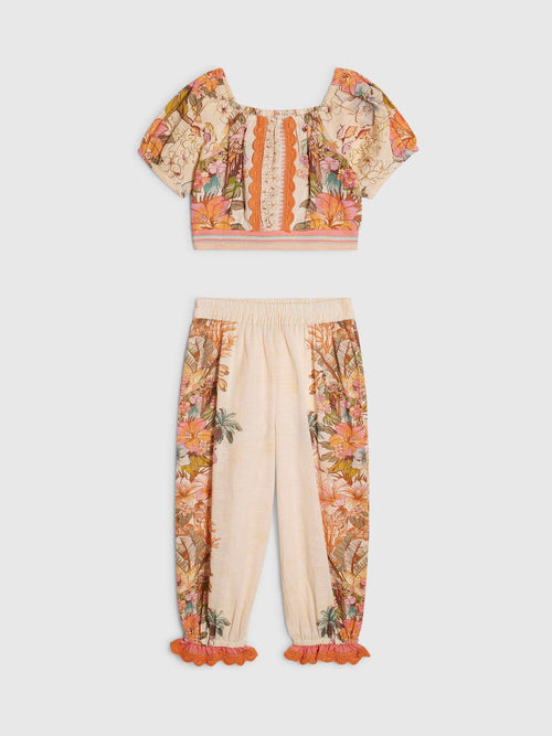 Dsiney Kidz - River Island Cream Del Maar Smock Top & Trouser Set image 1