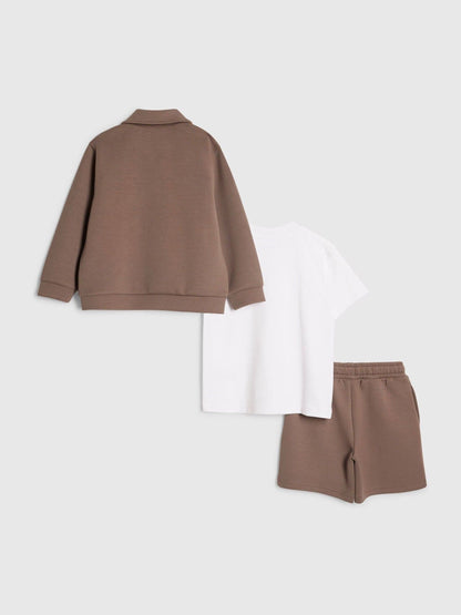 Dsiney Kidz - River Island Grey Scuba Harrington Jacket & Shorts 3 Piece Set image 2