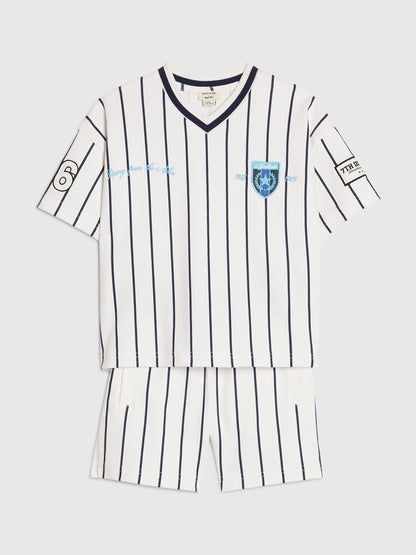 Dsiney Kidz - River Island White Oversized Baseball Stripe T-Shirt & Shorts Set image 3