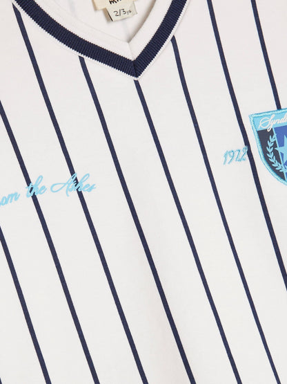 Dsiney Kidz - River Island White Oversized Baseball Stripe T-Shirt & Shorts Set image 4