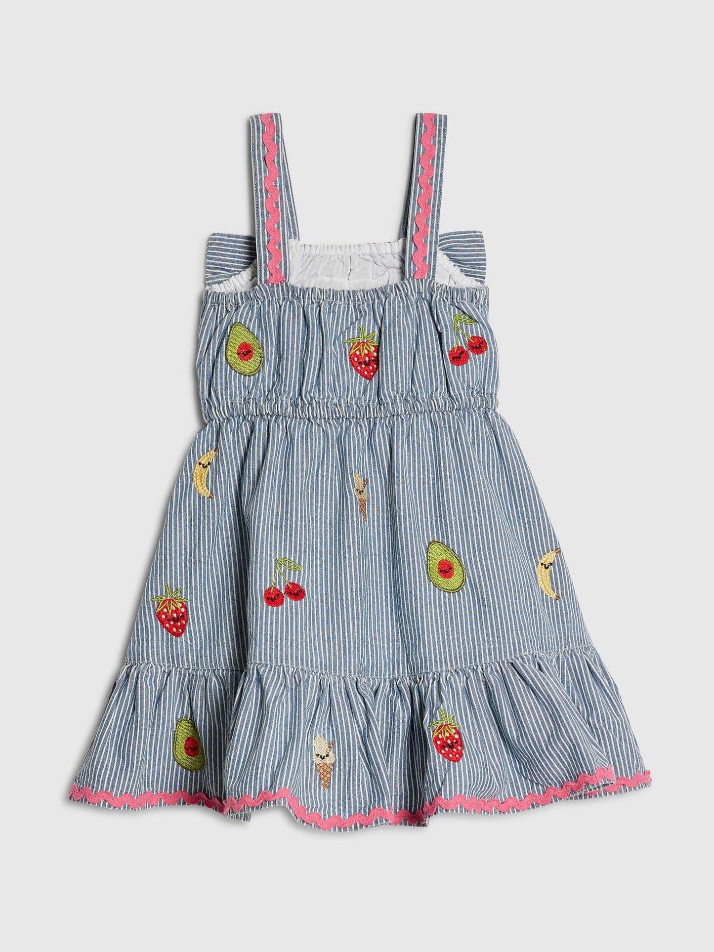 River Island Blue Abbie Rosie Stripe Bow Frill Dress image 3