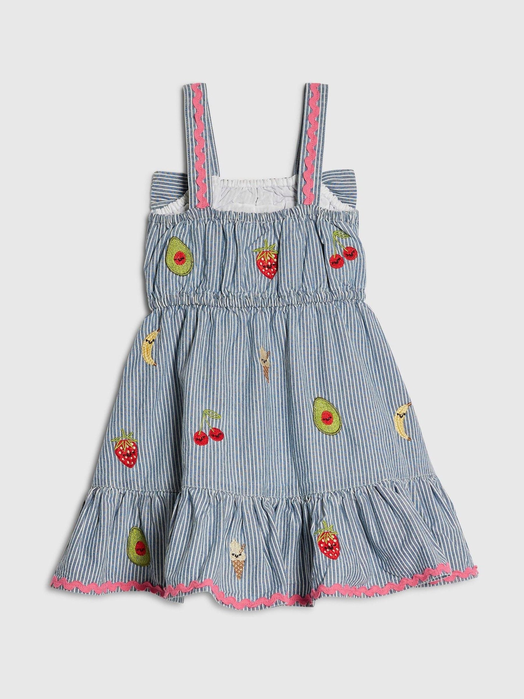 River Island Blue Abbie Rosie Stripe Bow Frill Dress image 3
