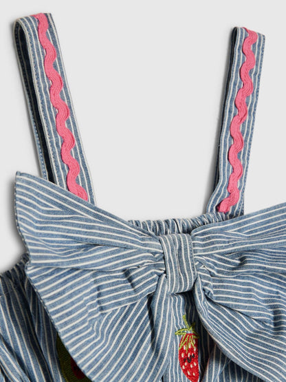River Island Blue Abbie Rosie Stripe Bow Frill Dress image 4