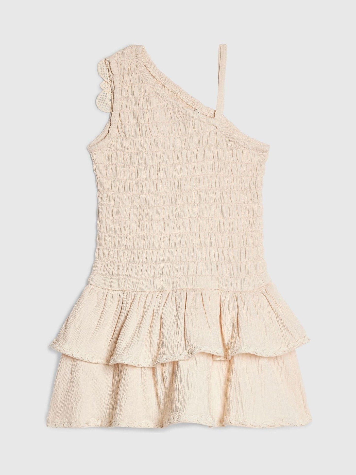 River Island Cream Asymmetric Crochet Flower Dress image 2