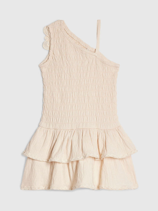 River Island Cream Asymmetric Crochet Flower Dress image 2