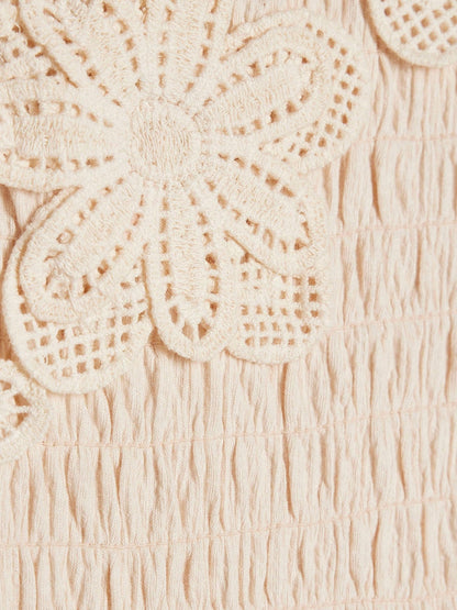 River Island Cream Asymmetric Crochet Flower Dress image 4