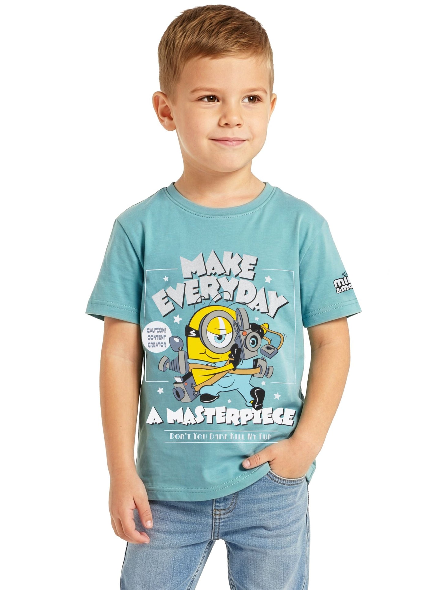 Dsiney Kidz - Character Blue Minions T-Shirt With Metallic Detail image 2