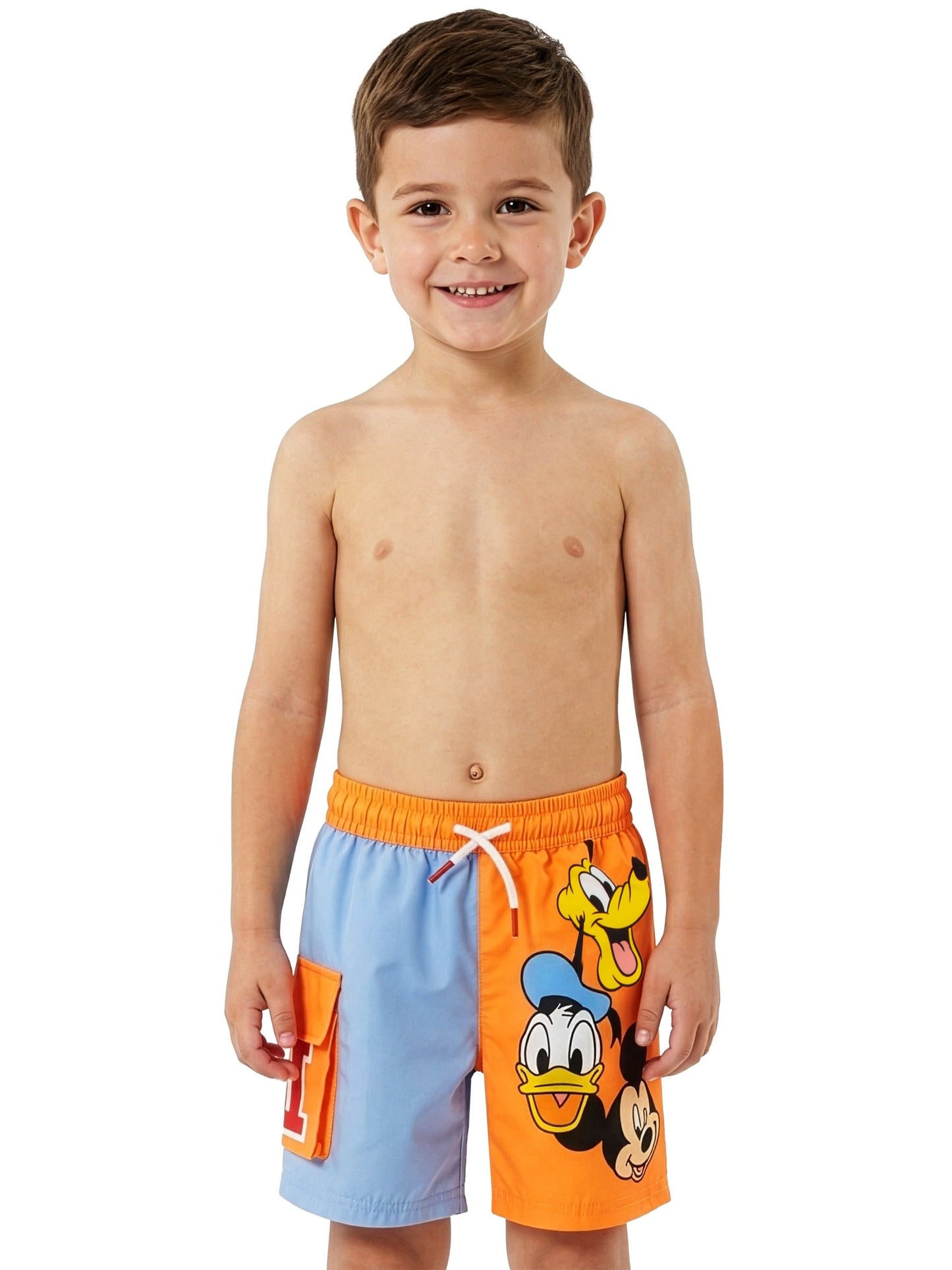 Character Orange Disney Mickey Mouse Donald And Pluto Swimming Trunks image 2