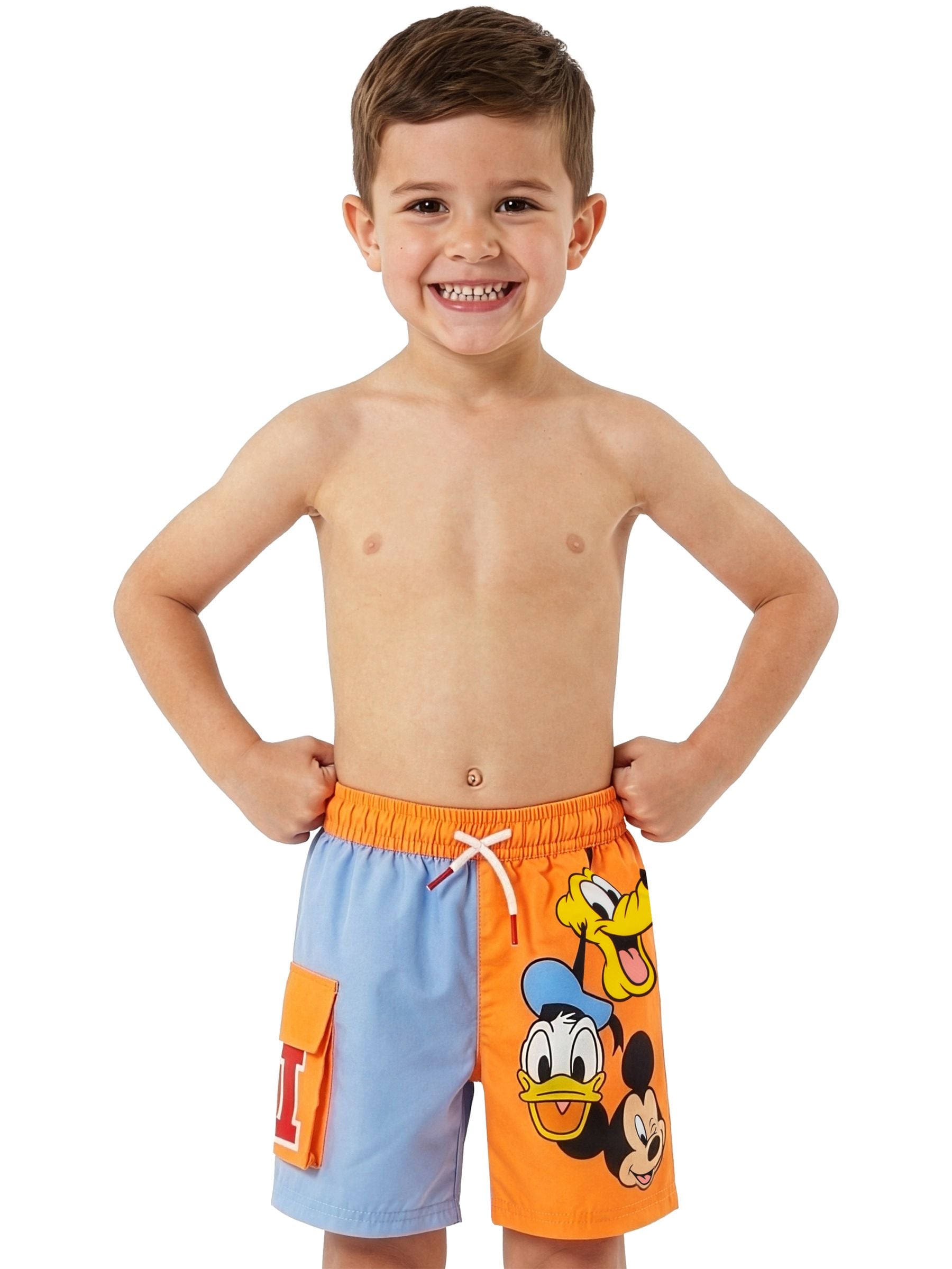 Character Orange Disney Mickey Mouse Donald And Pluto Swimming Trunks image 4