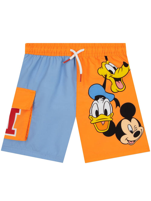 Character Orange Disney Mickey Mouse Donald And Pluto Swimming Trunks image 1