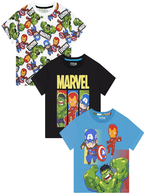 Character Blue Marvel Avengers Iron Man, Captain America And Hulk T-Shirts 3 Pack image 1
