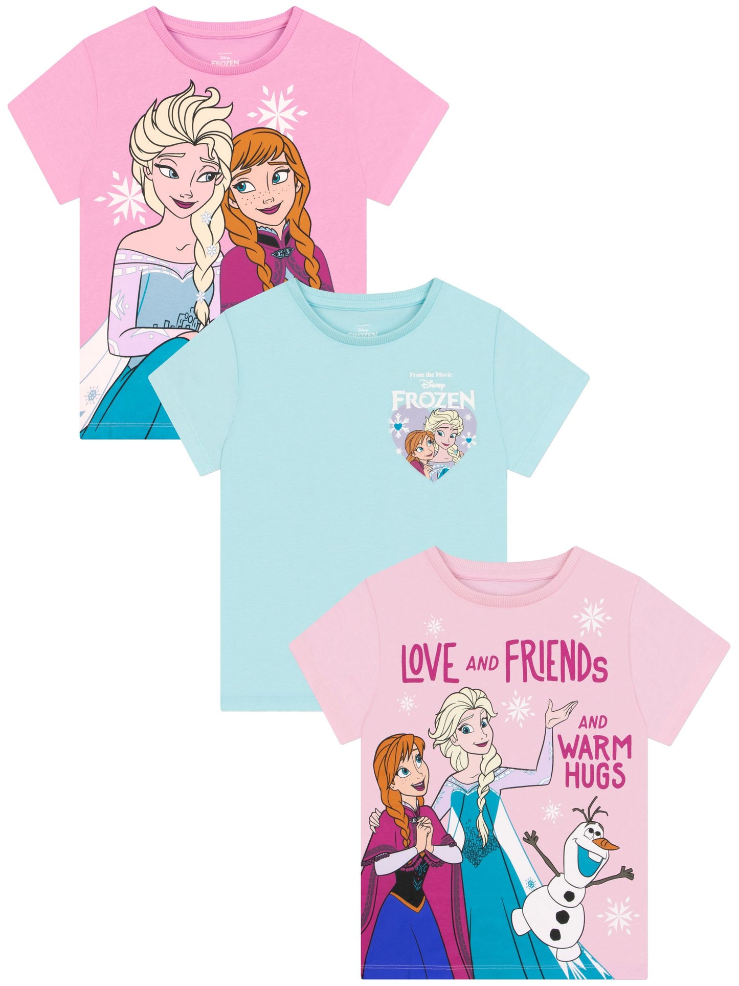 Character Pink Disney Frozen  Anna And Elsa T-Shirts 3 Pack image 1