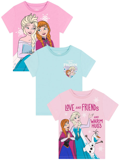 Character Pink Disney Frozen  Anna And Elsa T-Shirts 3 Pack image 1
