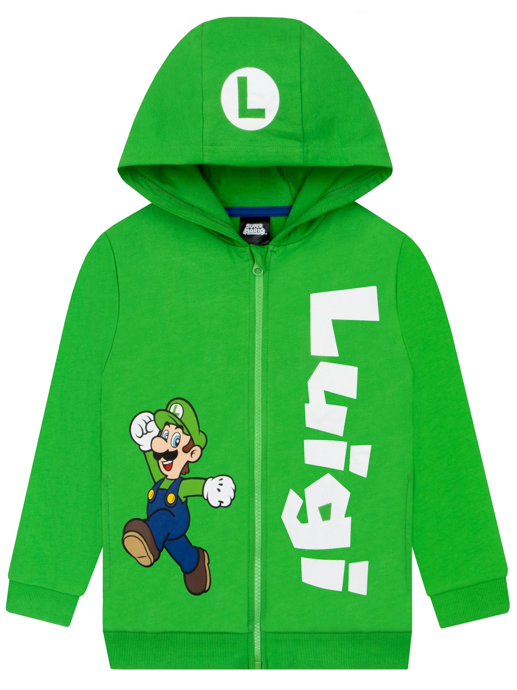 Dsiney Kidz - Character Green Super Mario Zip Through Hoodie Luigi image 1
