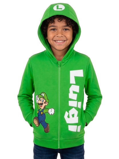 Dsiney Kidz - Character Green Super Mario Zip Through Hoodie Luigi image 2