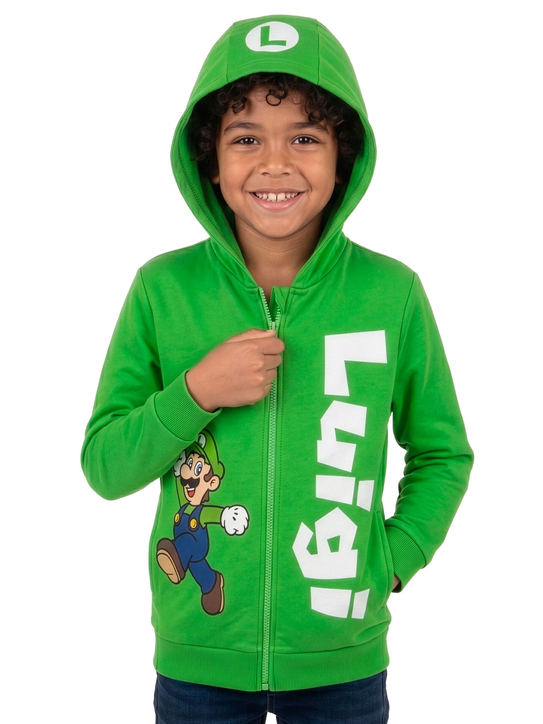 Dsiney Kidz - Character Green Super Mario Zip Through Hoodie Luigi image 6