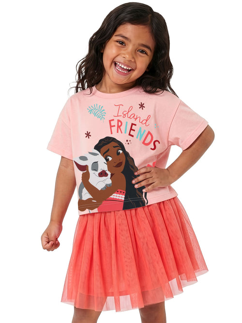 Character Pink Disney Moana T-Shirt And Skirt Set image 1