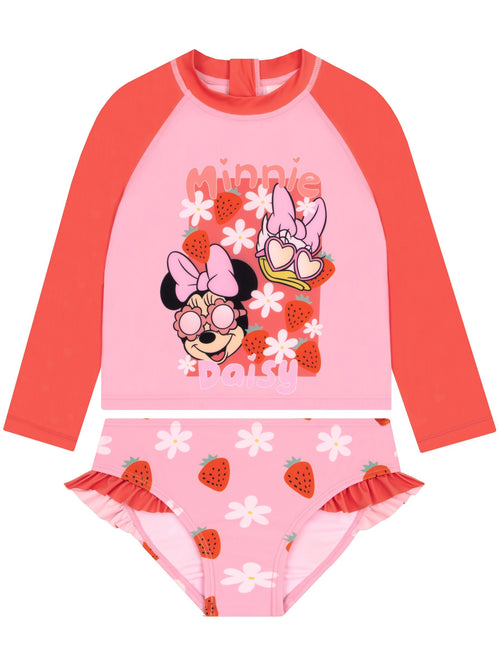 Character Pink Disney Minnie Mouse Long Sleeve Swimming Costume image 1