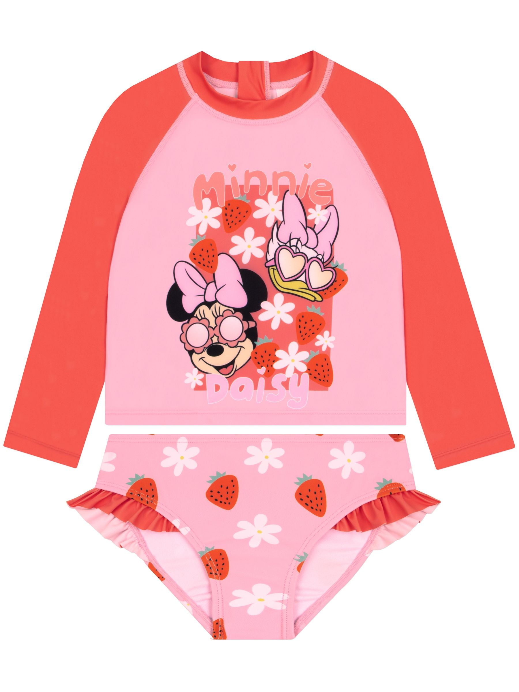 Character Pink Disney Minnie Mouse Long Sleeve Swimming Costume image 1