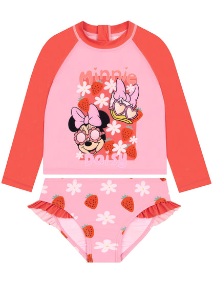 Character Pink Disney Minnie Mouse Long Sleeve Swimming Costume image 1