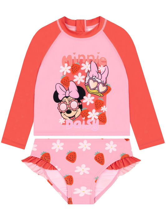 Character Pink Disney Minnie Mouse Long Sleeve Swimming Costume image 1