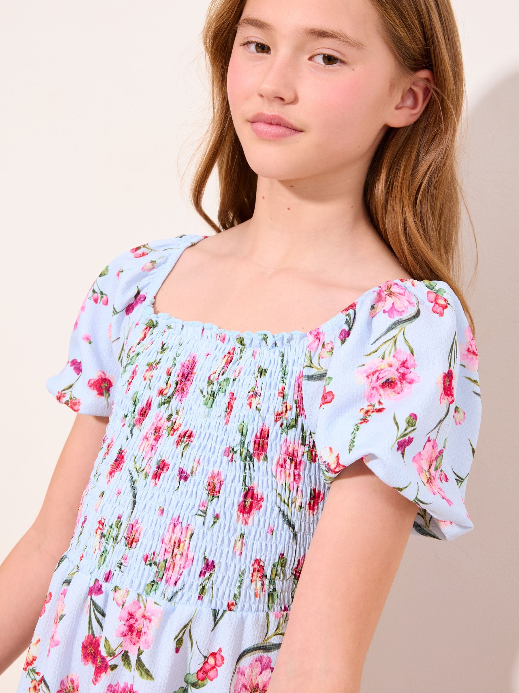 Dsiney Kidz - Lipsy Powder Blue Printed Crinkle Jersey Frill Dress (5-16yrs) image 3