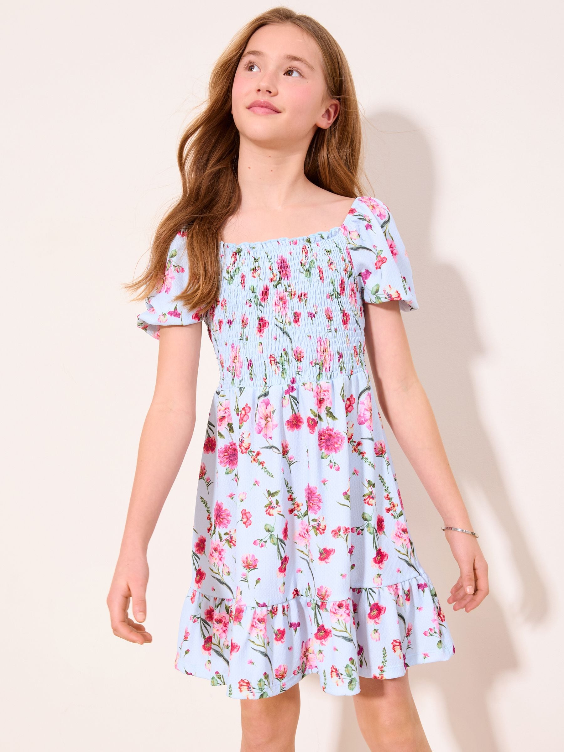 Dsiney Kidz - Lipsy Powder Blue Printed Crinkle Jersey Frill Dress (5-16yrs) image 5