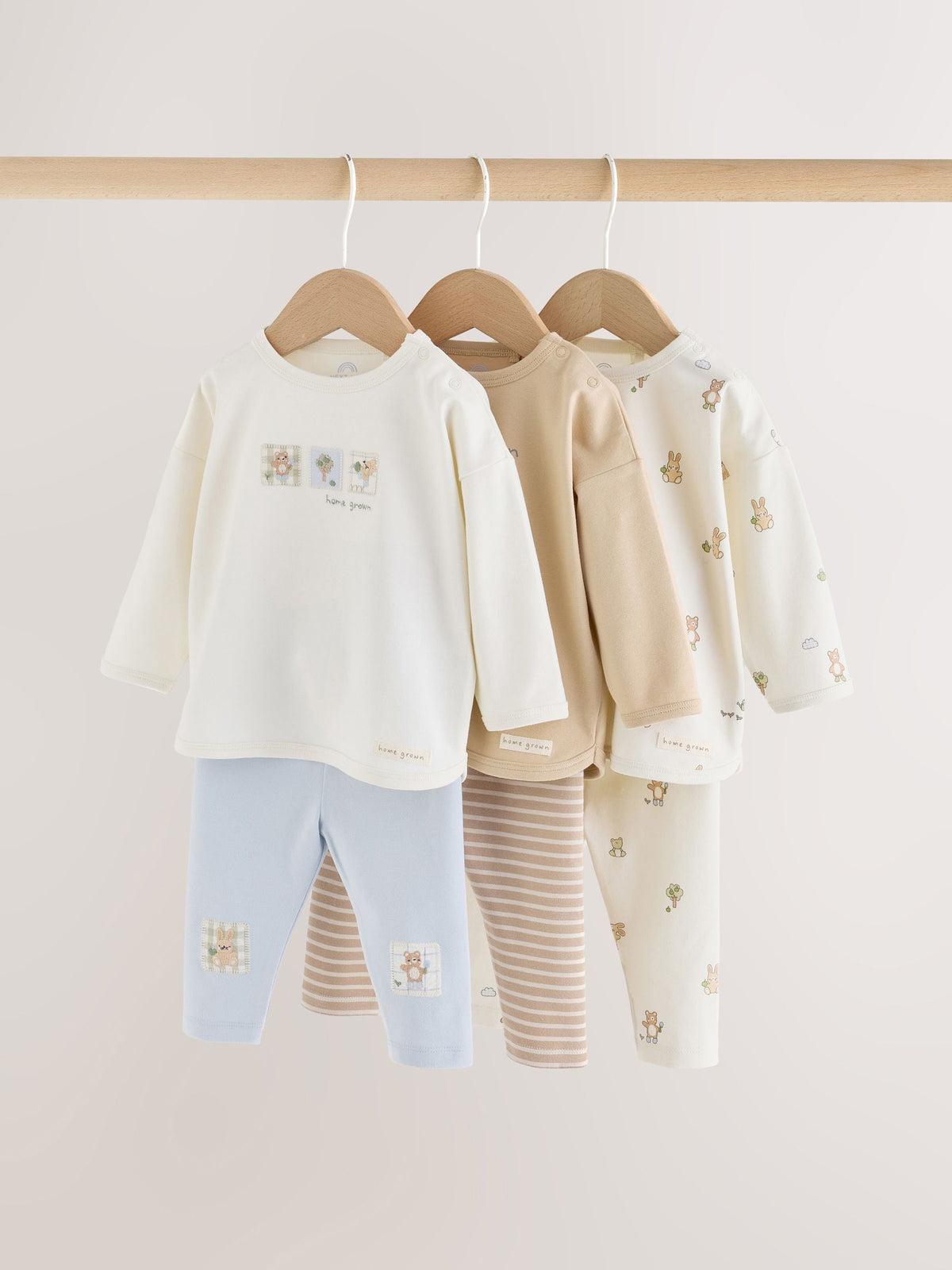 Blue/Cream Bertie Bear Top and Leggings 6 Piece Set (0mths-3yrs) - image 1