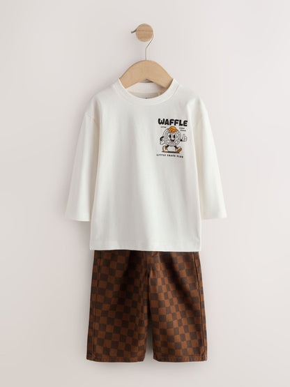 Tan/Ecru Long Sleeve Top and Trousers Set (3mths-7yrs) - image 1