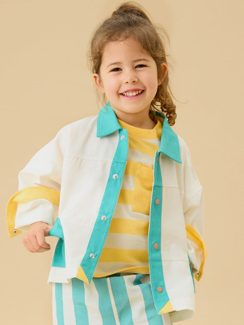 Dsiney Kidz - KIDLY by MORI Blue Soft Cotton Twill Colour Block Shacket image 1