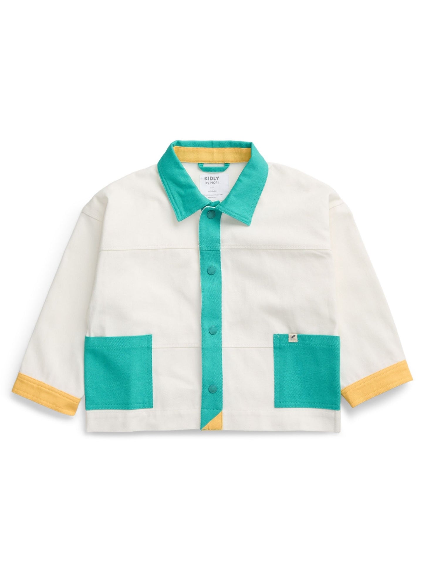 Dsiney Kidz - KIDLY by MORI Blue Soft Cotton Twill Colour Block Shacket image 3