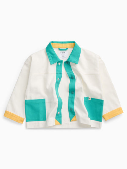 Dsiney Kidz - KIDLY by MORI Blue Soft Cotton Twill Colour Block Shacket image 4