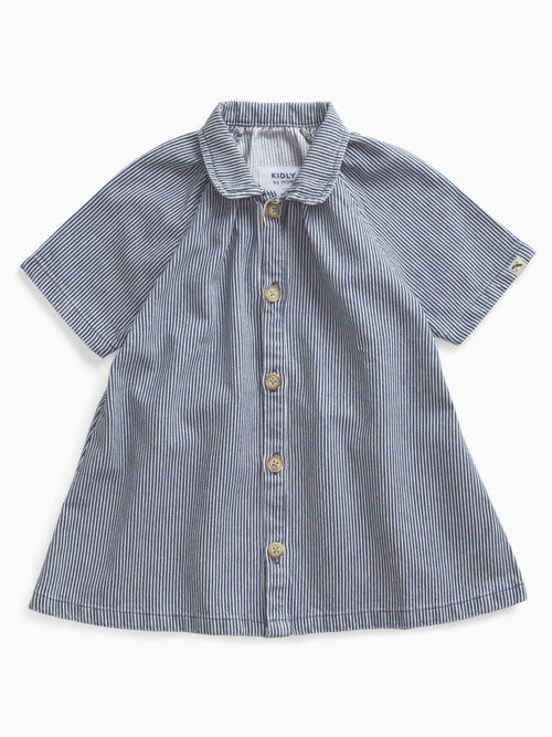Dsiney Kidz - KIDLY by MORI Blue Soft Denim Stripe Shirt Dress image 1
