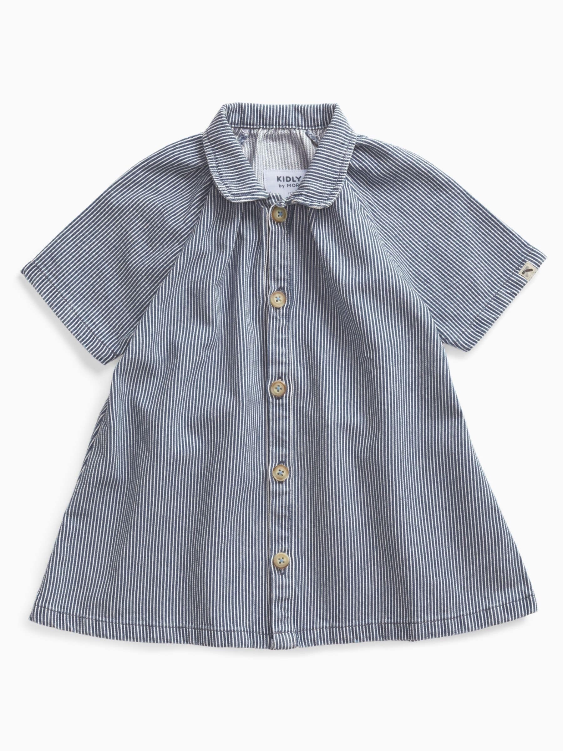 KIDLY by MORI Blue Soft Denim Stripe Shirt Dress image 1