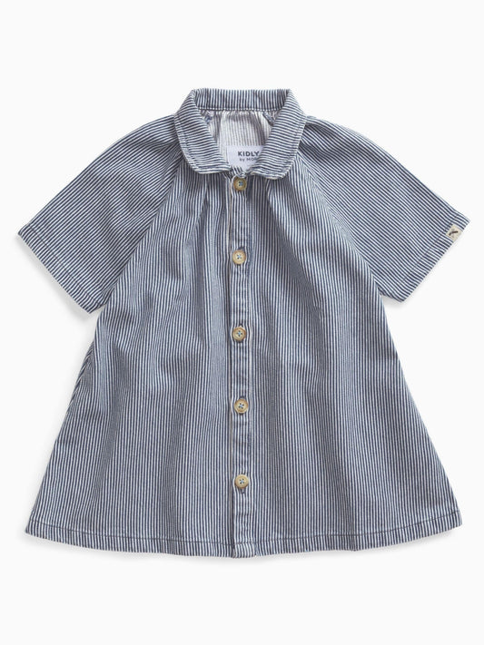 KIDLY by MORI Blue Soft Denim Stripe Shirt Dress image 1