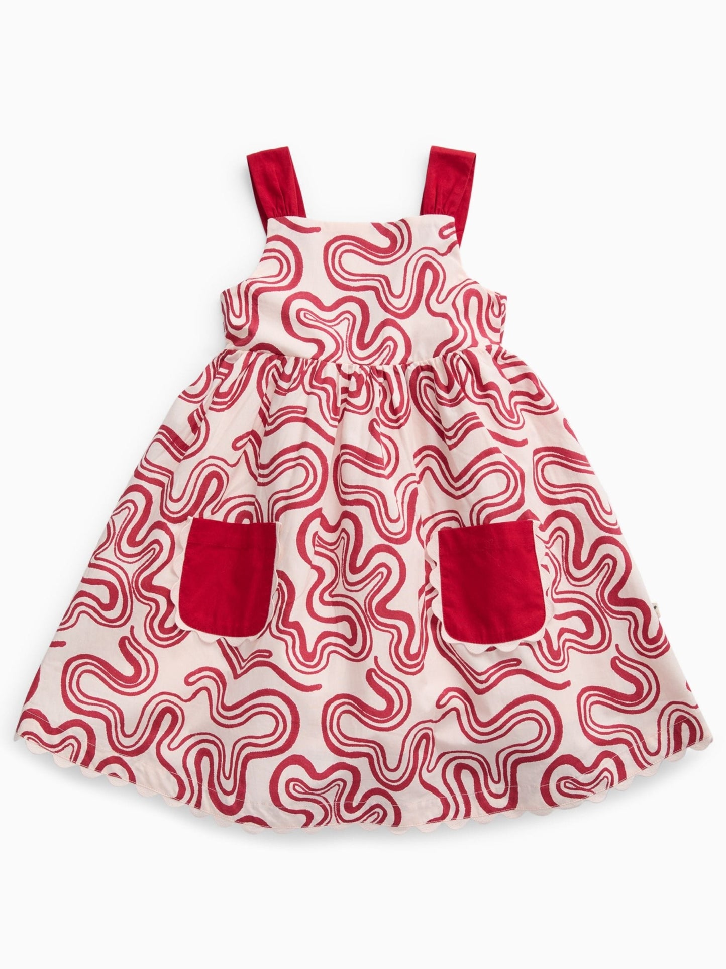 KIDLY by MORI Red Soft Cotton Poplin Swirl Red Dress image 4