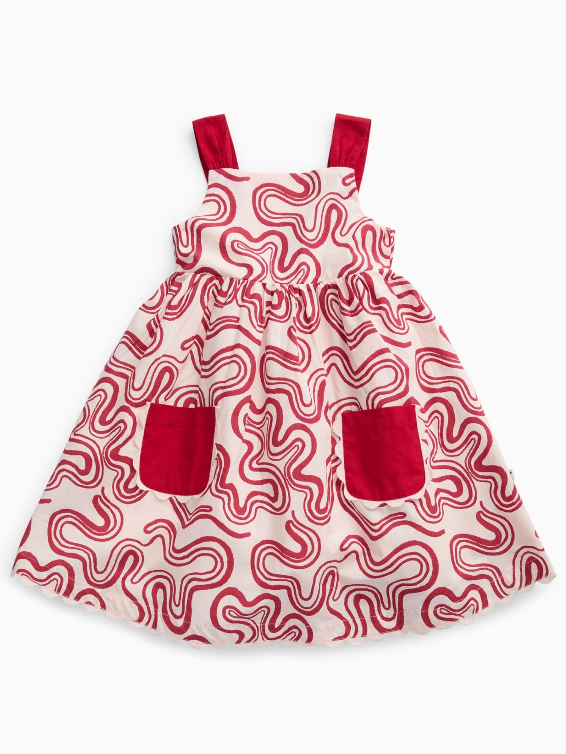 KIDLY by MORI Red Soft Cotton Poplin Swirl Red Dress image 4