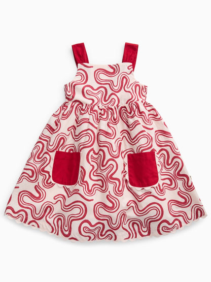 KIDLY by MORI Red Soft Cotton Poplin Swirl Red Dress image 4