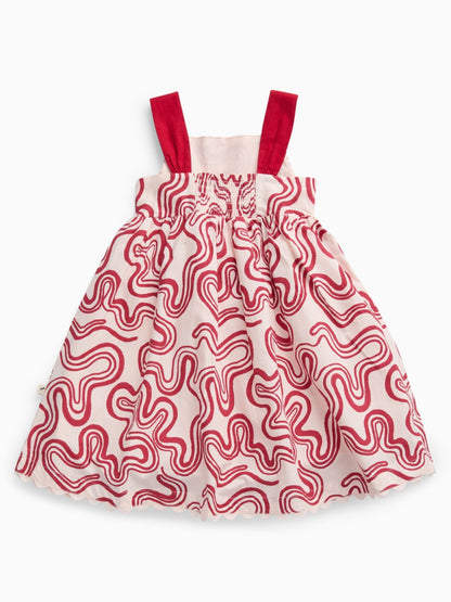 KIDLY by MORI Red Soft Cotton Poplin Swirl Red Dress image 5