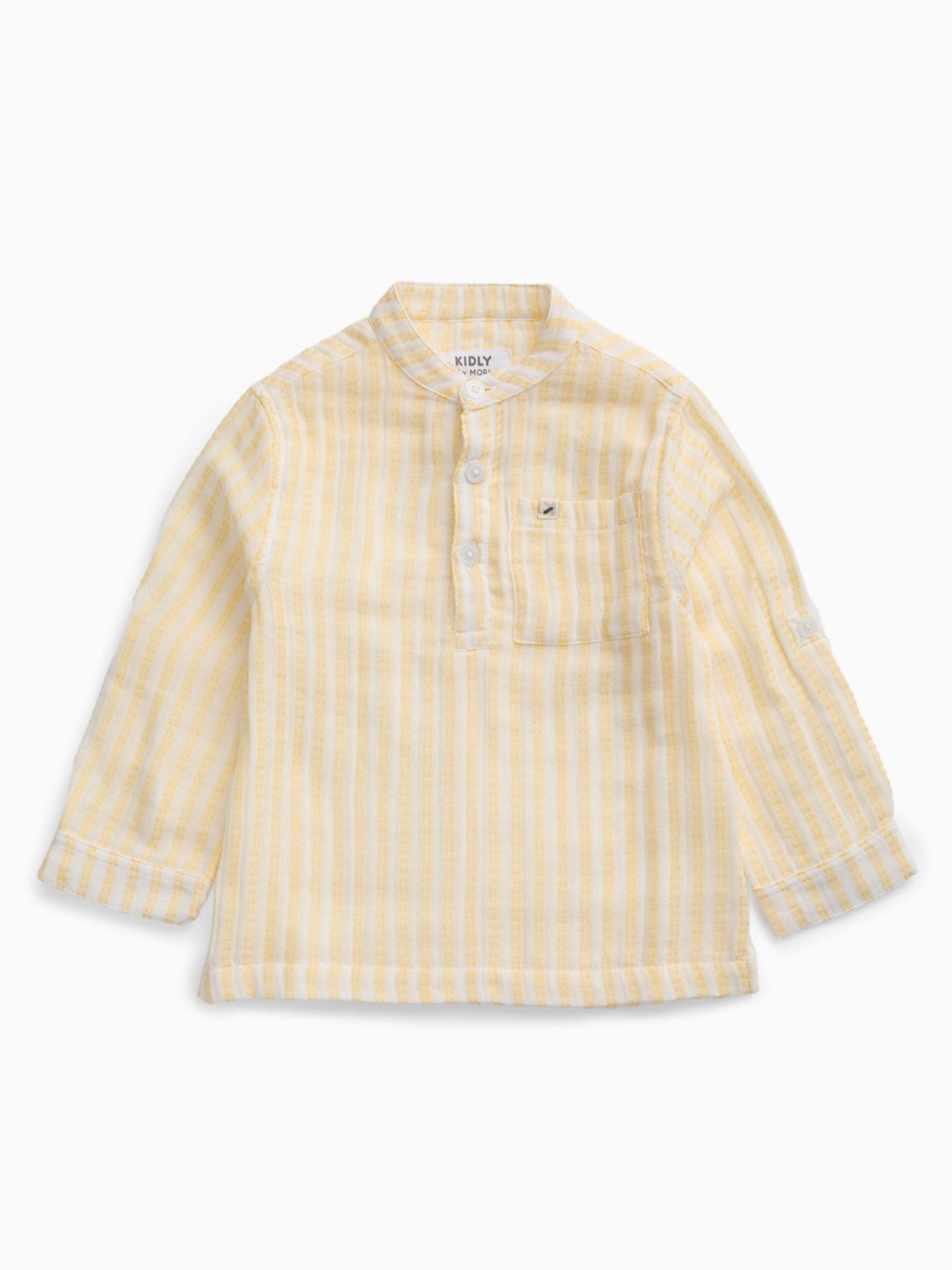 Dsiney Kidz - KIDLY by MORI Yellow Soft Cotton Musliin Stripe Shirt image 3