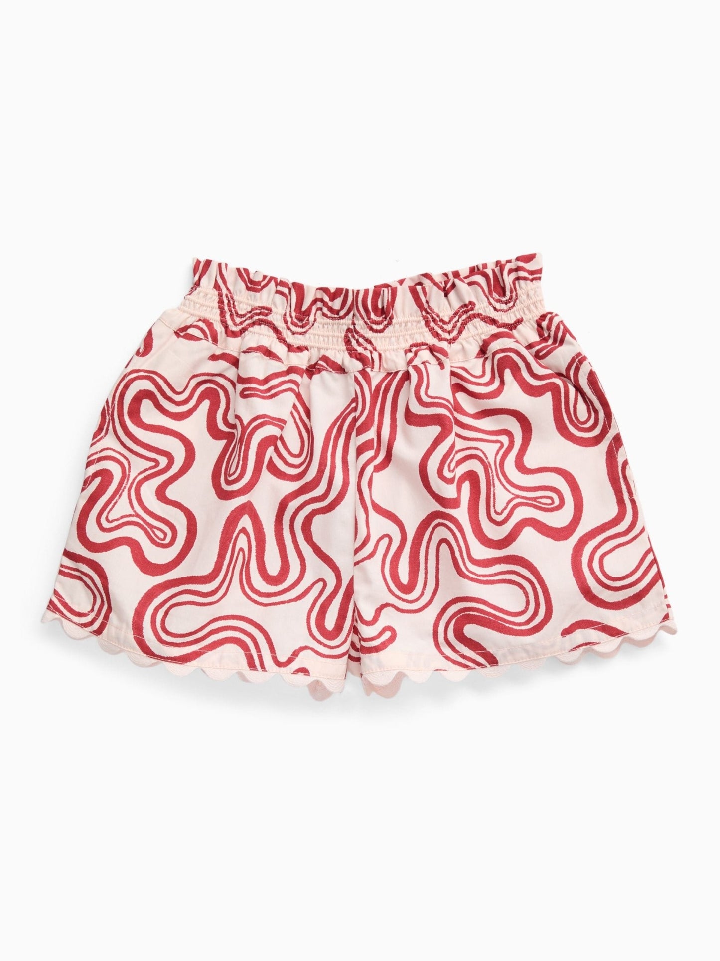 Dsiney Kidz - KIDLY by MORI Red Soft Cotton Poplin Swirl Red Shorts image 5