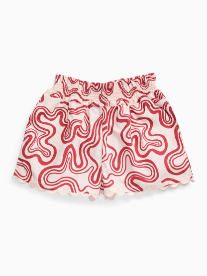 Dsiney Kidz - KIDLY by MORI Red Soft Cotton Poplin Swirl Red Shorts image 5