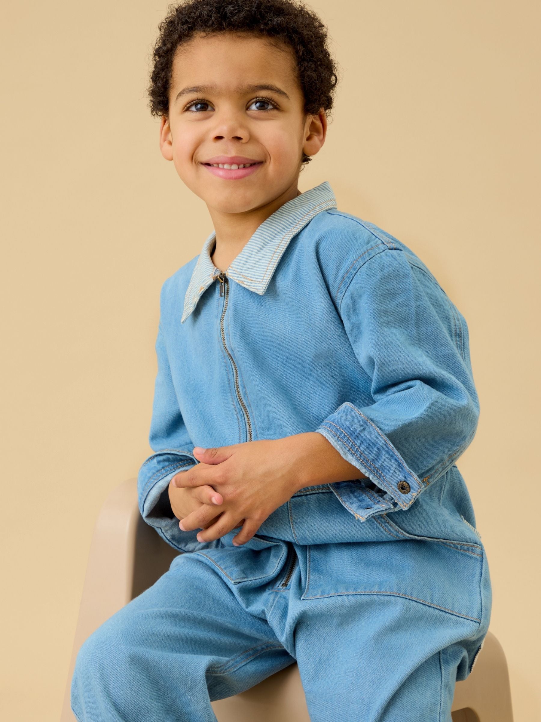 Dsiney Kidz - KIDLY by MORI Blue Soft Denim Jumpsuit image 2