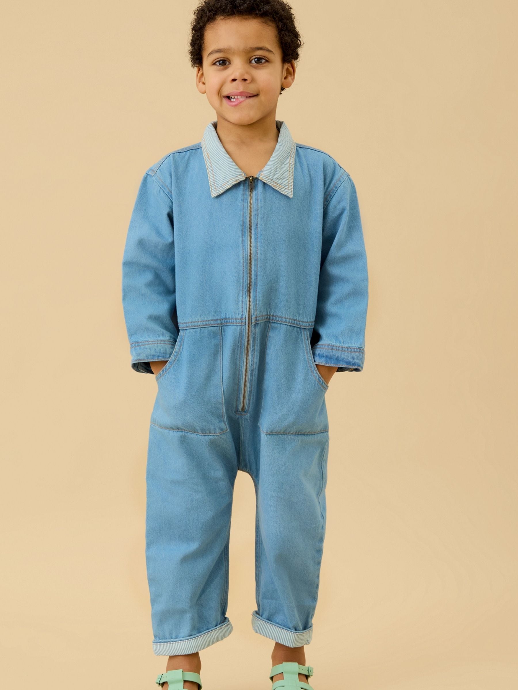 Dsiney Kidz - KIDLY by MORI Blue Soft Denim Jumpsuit image 4