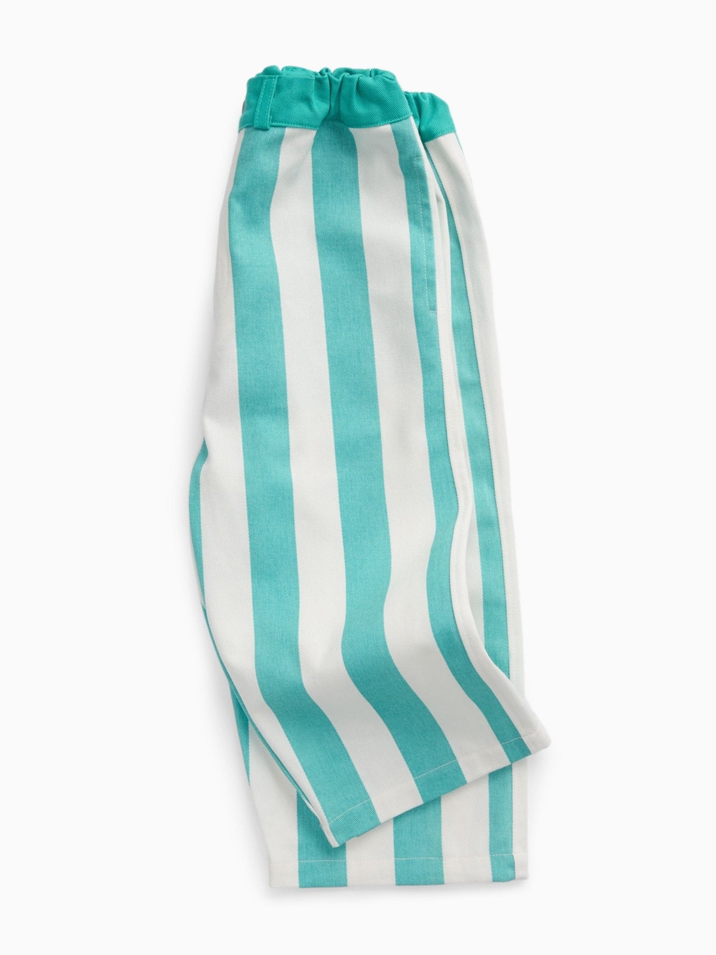 KIDLY by MORI Green Soft Cotton Wide Stripe Trousers image 6
