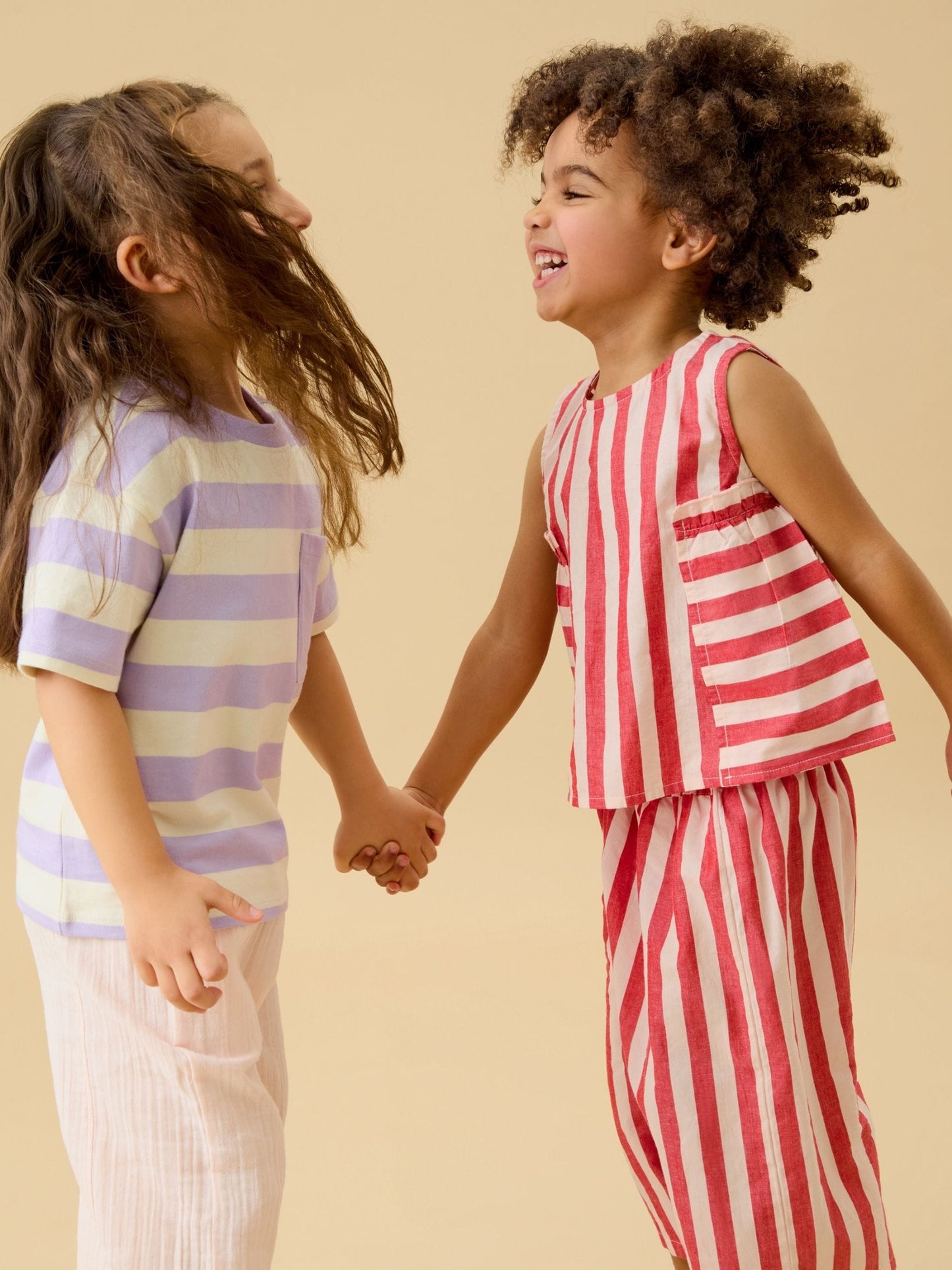 Dsiney Kidz - KIDLY by MORI Red Soft Cotton Poplin Frill Stripe Top image 3