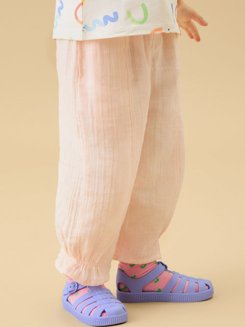 KIDLY by MORI Pink Soft Cotton Muslin Trousers image 1
