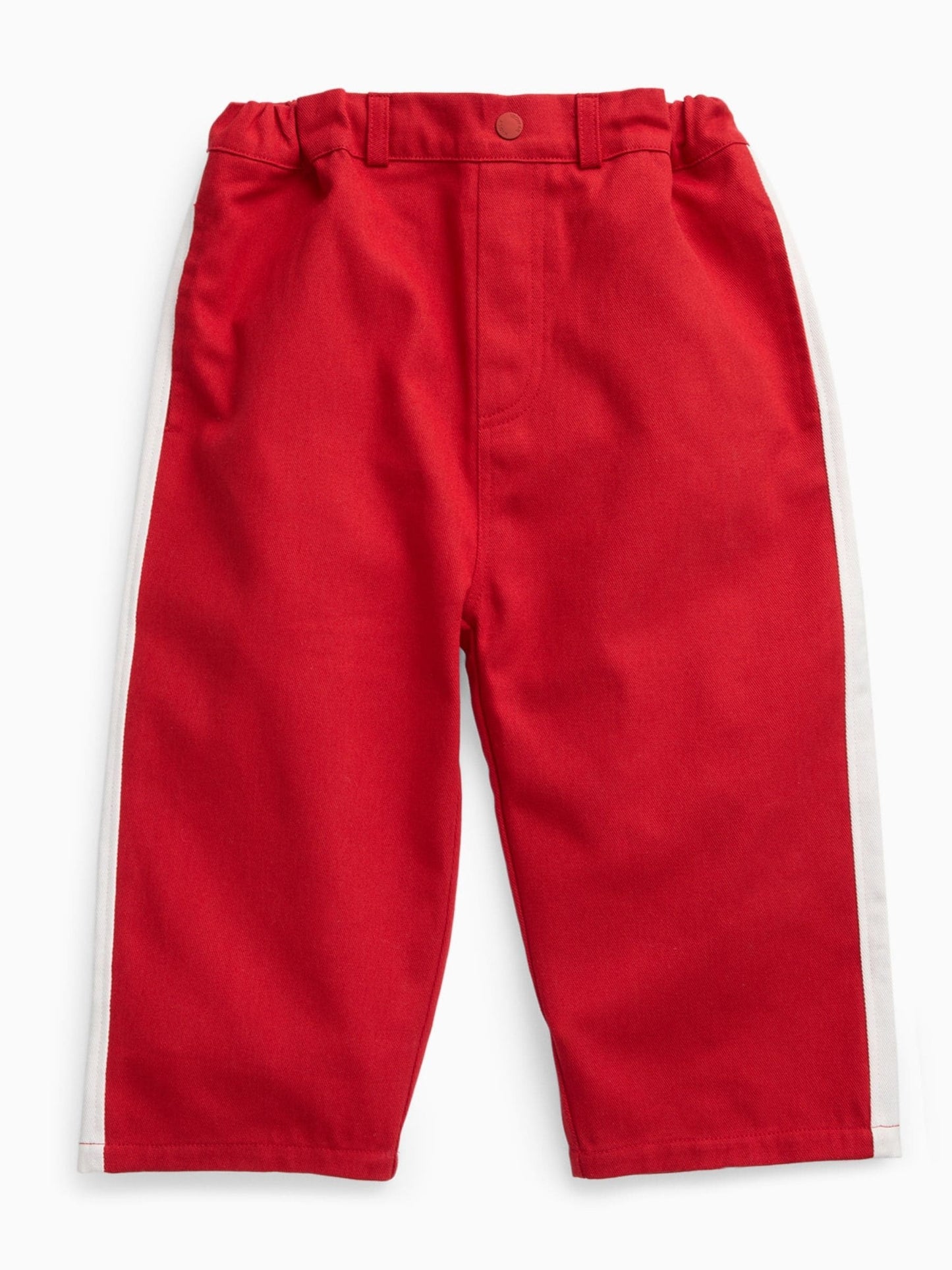 KIDLY by MORI Red Soft Cotton Side Stripe Relaxed Fit Trousers image 6