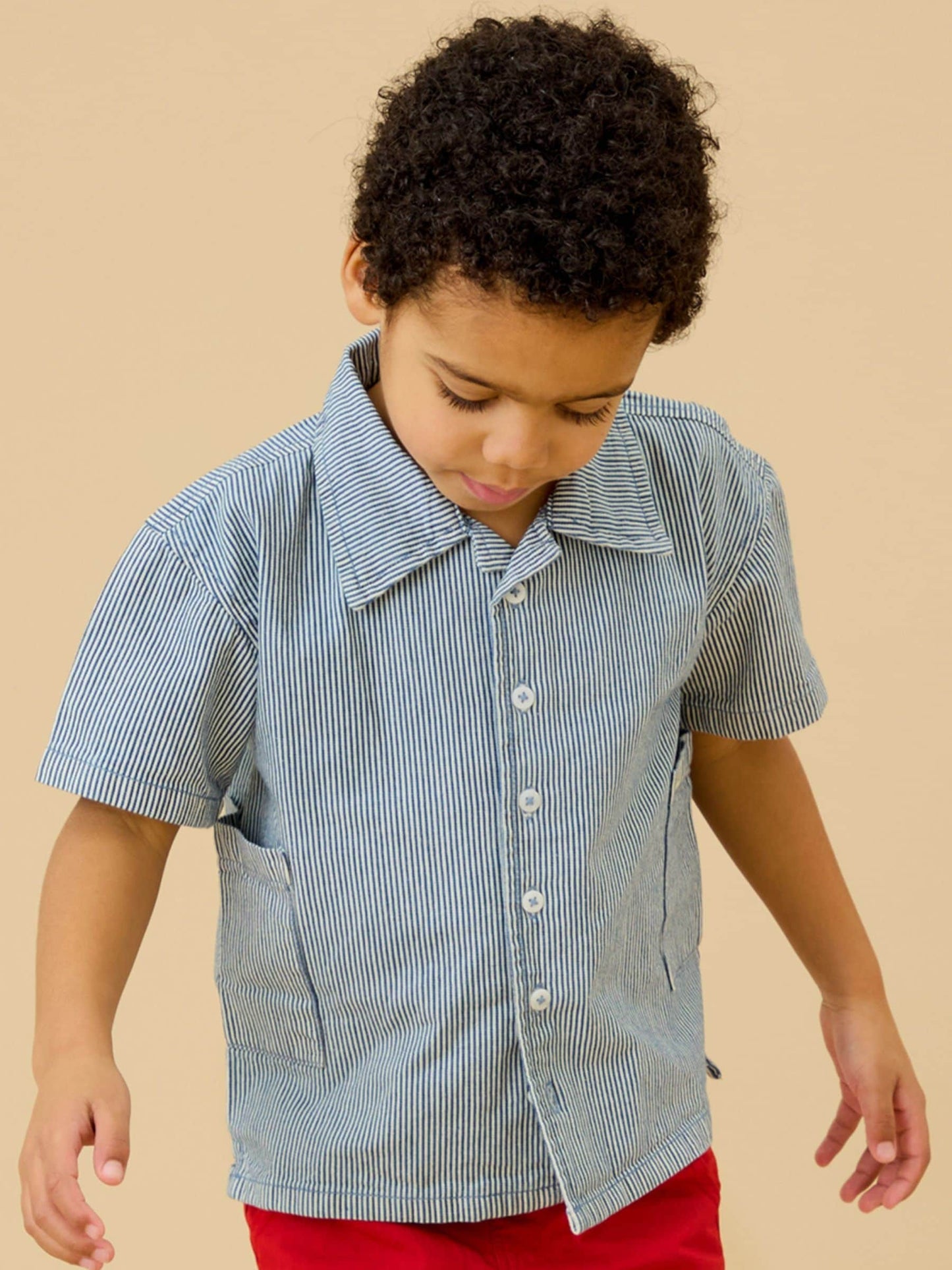 Dsiney Kidz - KIDLY by MORI Blue Soft Denim Stripe Shirt image 1