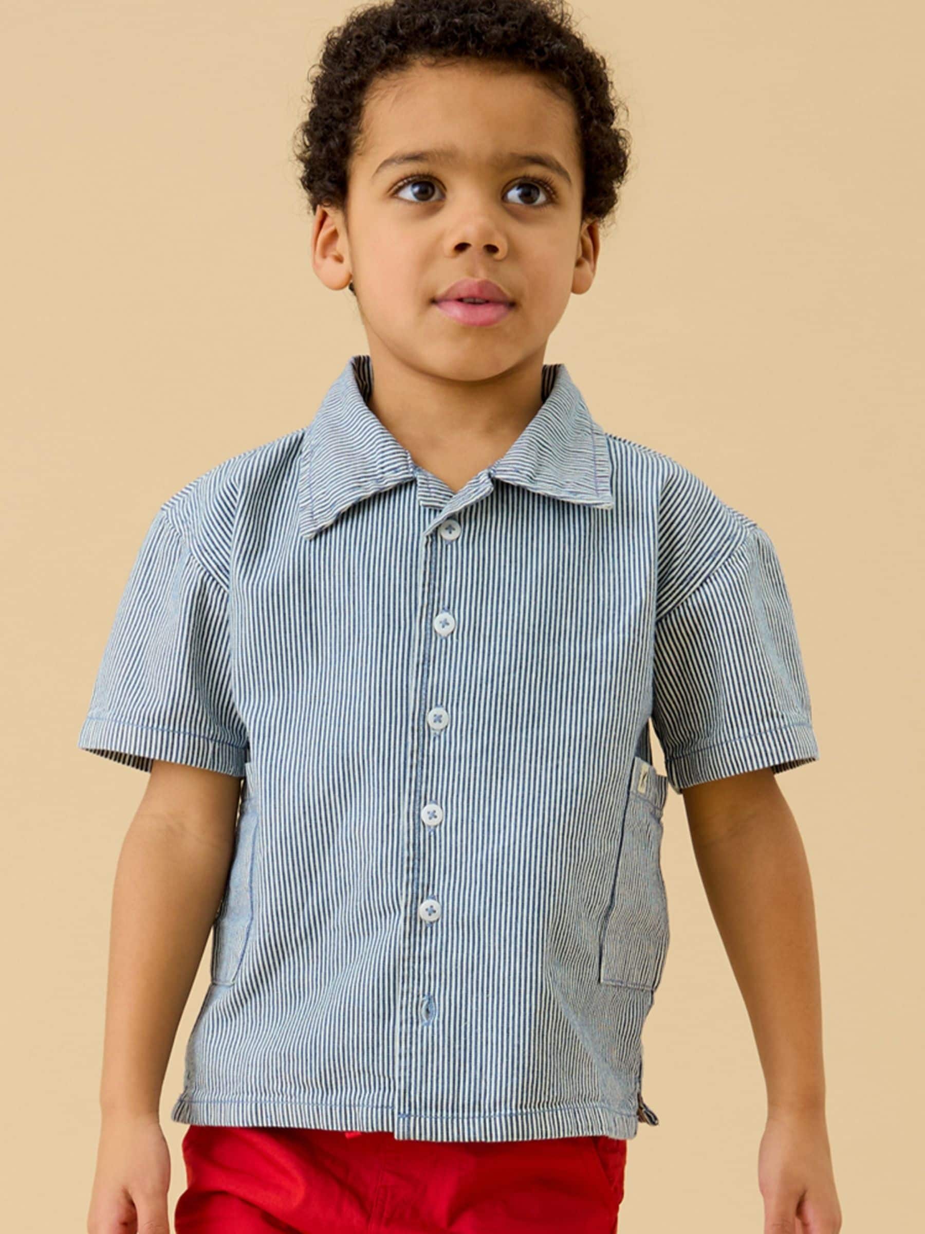 Dsiney Kidz - KIDLY by MORI Blue Soft Denim Stripe Shirt image 2